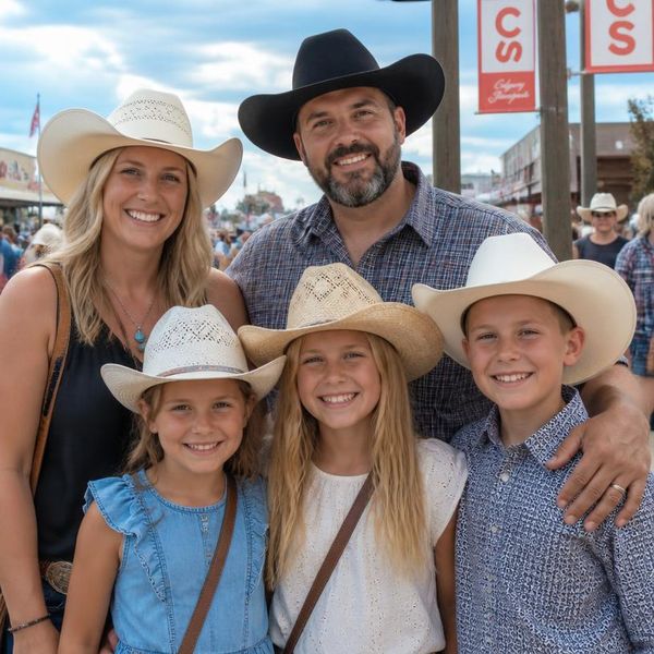 Stampede Family 5 cowboy souvenir photo